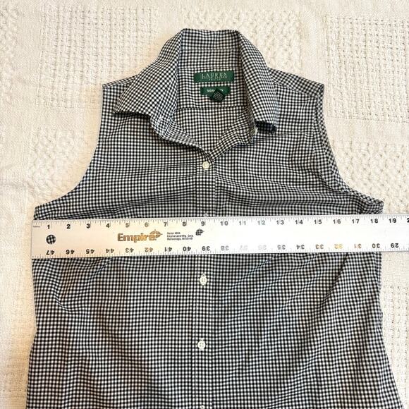 Lauren Ralph Lauren petite P/M medium B&W check button front top TS 2671 - Picture 2 of 8